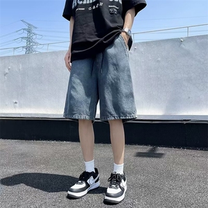 复古星空纹牛仔短裤男夏季薄款宽松直筒男款5分五分裤子 DC05图片