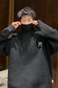 高质量！秋冬季高领毛衣男士加绒加厚翻领针织衫男毛衣FL183-P45图片