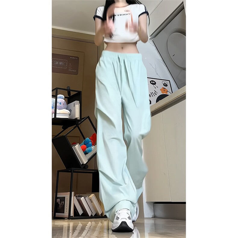 工装裤女2025夏季美式复古高腰直筒宽松阔腿速干运动休闲裤潮图片