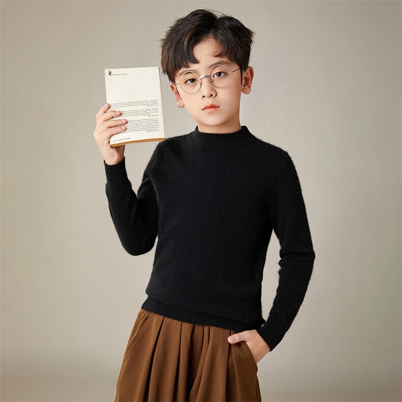 新款儿童羊毛衫纯色羊毛柔软弹性秋冬保暖男童女童毛衣,童装儿童羊毛衫,牧戎奢羊绒