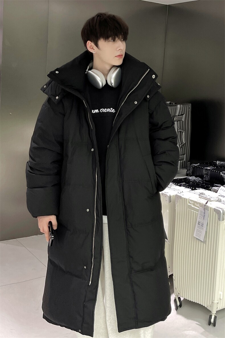 羽绒服男冬季港风宽松连帽长款白鸭绒外套YR926-P205（控价258,男装羽绒服,星座214-3