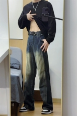 B221美式ins高街暗黑小众宽松牛仔裤LK23134-P65控88，男装牛仔裤，电商B221