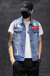 春夏季牛仔马甲男士修身坎肩外套背心马夹 XZ1112-816-P55图片