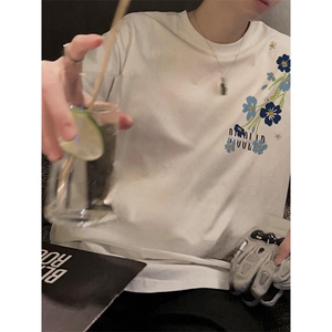 万针全刺绣解构设计260克重磅双纱纯棉高品质美式高街短袖T恤特39图片
