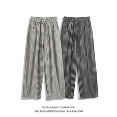 抖音品质春季新款潮流条纹宽松阔腿休闲裤B315-K25619-特p40控78，男装休闲裤，电商B315