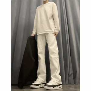 白色牛仔裤男cleanfit微喇裤子KZBNZ01-P53图片