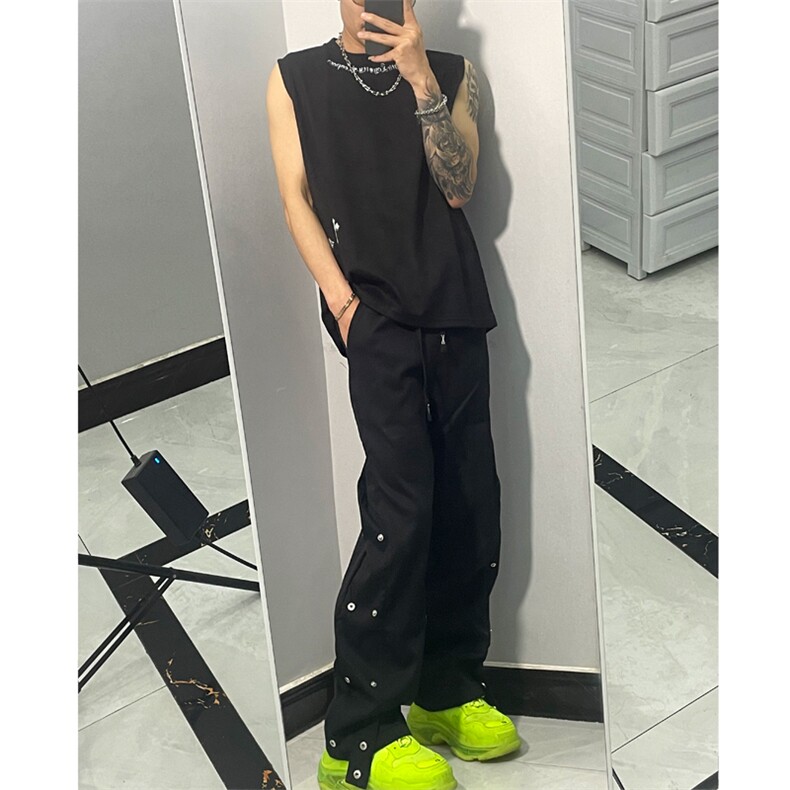 美式街头裤子男夏季薄款排扣休闲裤宽松拖地嘻哈炸街GK837-P40,男装休闲裤,星座1109-3
