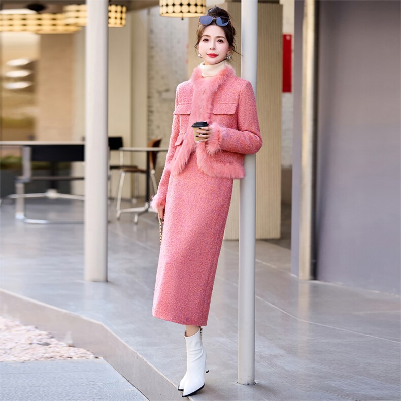 【bao款现货】2024新款冬装羽绒服套装套鸭绒领子袖毛真狐狸毛,女装羽绒服,韩然一族
