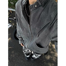 春秋美式新元素反装灰色牛仔夹克男士工装拉链外套男J29，男装夹克，星座1116A（原606A-3）