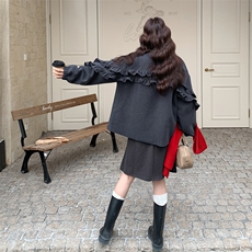 木耳边拼毛呢花边羽绒内胆90绒羽绒服2C239-112-P275-K408，女装羽绒服，2C239