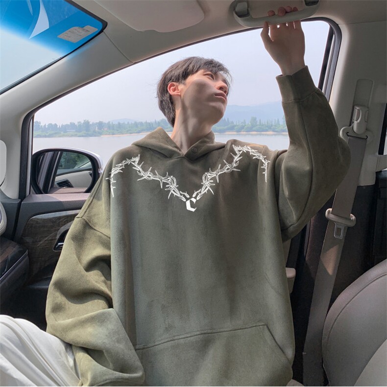 抖音品质秋季新款美式潮流印花麂皮绒连帽卫衣wljp200-特45控79,男装卫衣,星座605(原A050)