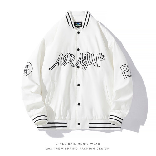 秋季新款白底平铺夹克男外套潮牌棒球服(现货DS-A160-1-JK202-P85,男装夹克,电商C323-1