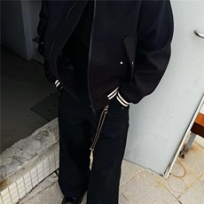 韩系百搭复古重磅夹克衫男宽松休闲棒球服飞行员痞帅廓形加厚外套，男装夹克，星座506A