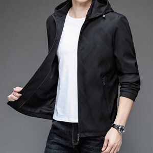 连帽时尚夹克男士春秋季2023年新款商务休闲中年外套潮流上衣图片