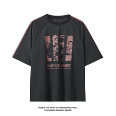 2025夏季新款港风白底大码冰丝印花短袖套装M-5XHQ25585-P60，男装休闲套装，电商A022