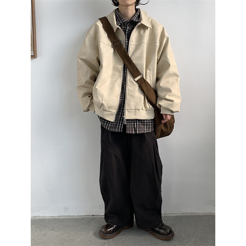 PU皮夹克男韩版潮流高街帅美式2024秋冬新款ins宽松外套W5752-P78,男装夹克,星座412-2