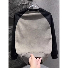 韩版圆领男士卫衣加绒加厚撞色设计感休闲衣服青年扎染上衣轻奢风，男装卫衣，星座506A