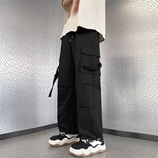 飘带口袋工装裤高街男hiphop炸街裤子设计感阔腿裤CK263P48，男装休闲裤，星座410-2