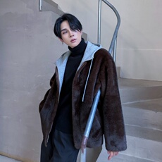 棉衣水貂毛连帽棉服外套男款冬季高级感短款皮毛一体棉袄MY816，男装棉衣，星座903-1