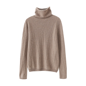 秋冬季35%羊绒65%羊毛休闲百搭12针反针纹理堆堆领羊绒衫图片