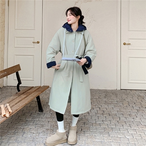数据好新款现货长款风衣连帽拼色90羽绒服2C282-991P305K438图片
