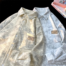 8XL-M秋冬款加绒加厚衬衫男做旧脏脏保暖外套大码衬衣CS29002P65，男装衬衫，电商B312