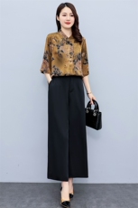 HXY806香云纱中老年妈妈真丝套装2022夏新宽松洋气减龄时尚两件套，商品下架区，华秀衣