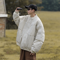 F05-P92冬季街头宽松加厚棒球服保暖外套潮牌纯色拼接羽绒服男，男装羽绒服，星座512-6