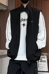 MJ156/P55秋装满天星马甲两面穿男宽松情侣百搭两面服背心外套图片