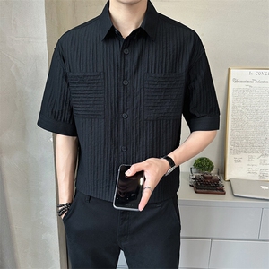 2025新款夏季短袖衬衫男冰丝薄款透气男装衬衣 A313-W8015-P75图片