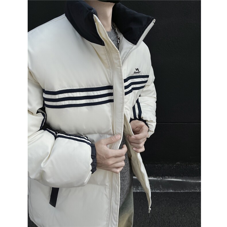 冬装新品美式条纹织带棉服刺绣logo棉衣休闲外套男G1100P118,男装棉衣,电商A339