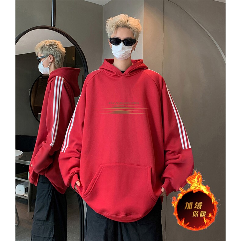 抖音得物供货提供视频秋冬重磅美式宽松织带连帽卫衣0439,男装卫衣,电商A486