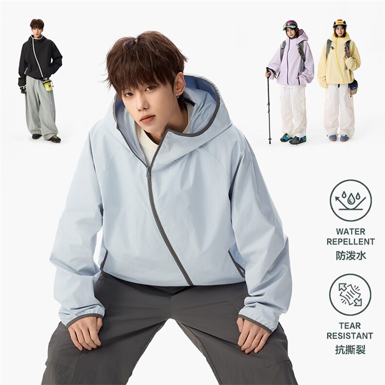 防水冲锋衣夹克复古工装连帽户外登山服男女款C61320-TP4589,男装夹克,电商A102