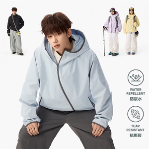 防水冲锋衣夹克复古工装连帽户外登山服男女款 C61320-TP4589图片