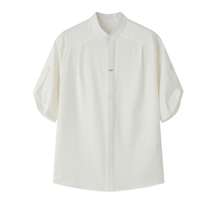 夏男立领条纹衬衫男休闲修身休闲衬衣小伙A236-82550-P60图片