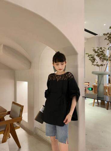 蕾丝拼接小衫，女装，Da.金