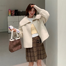 【现货】新款小个子海军领双面羊毛大衣99021款P245K348，女装毛呢外套，2C316