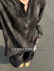 XZ809A/SYR27/P30/控48扎染麂皮绒V领长袖T恤卫衣，男装T恤，星座809A(原222-1)