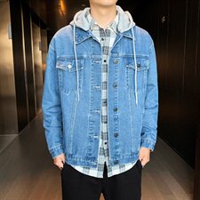 男士连帽牛仔夹克2021春秋季新款潮流时尚休闲外套DS959T，男装夹克，电商A102