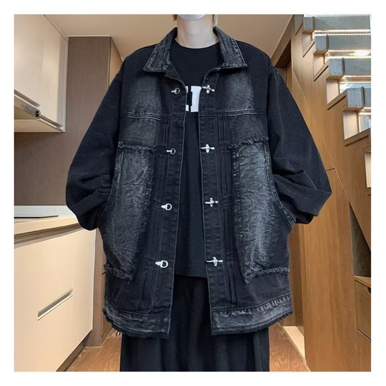 美式金属扣设计感外套男春秋季高街潮牌复古宽松W2121-P73,男装夹克,星座1109-3