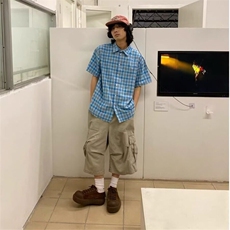 W9643-P45网图现货美式复古大口袋工装短裤夏季新款休闲七分裤，男装牛仔裤，星座1608-2