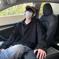 2025秋装新款提花男士翻领POLO衫T恤衫休闲翻领卫衣W8802-P35，男装Polo衫，电商A006