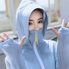 短款直筒薄款长袖2021年夏季件连帽短外套舒适修身纯色防晒衣，女装短外套，可可小西