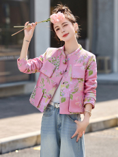 新中式国风高档提花外套女2025新款开春爆款洋气减龄小个子短上衣，女装短外套，橙子家