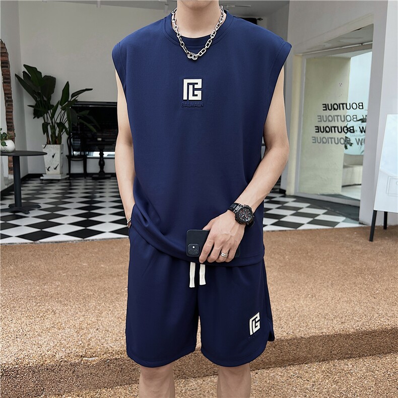 23年男士无袖套装男士运动套装,男装休闲套装,电商A210