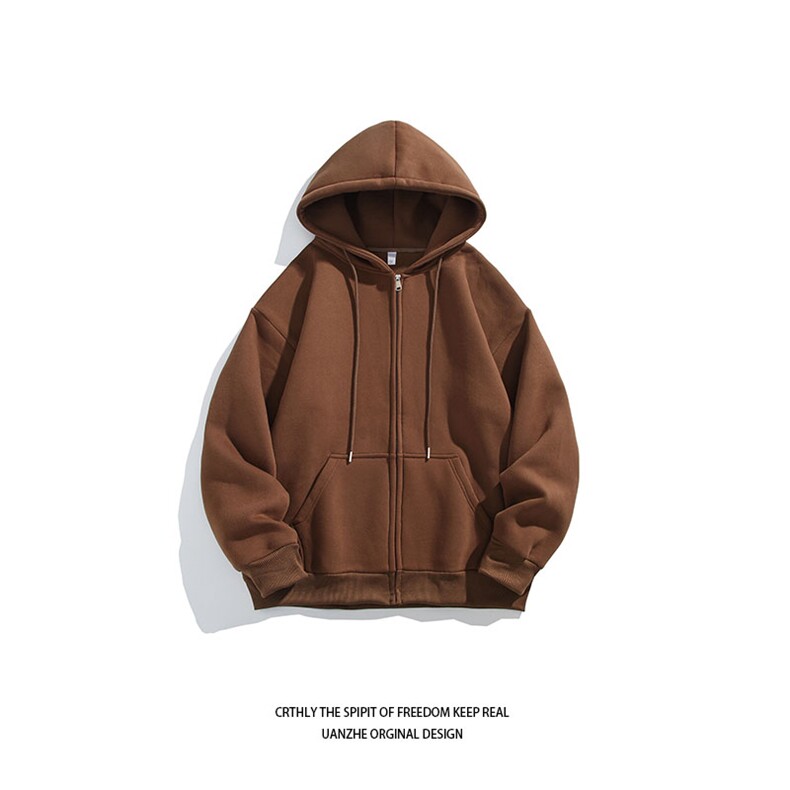 得物二开常规款男连帽卫衣开衫拉链插兜宽松外套23XW99501-特批35图片