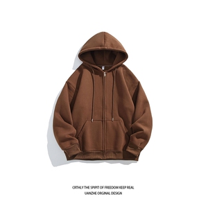 得物二开常规款男连帽卫衣开衫拉链插兜宽松外套23XW99501-特批35图片