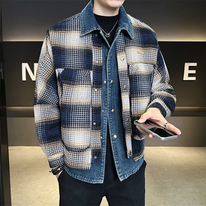 标50白鸭绒假两件含羊毛呢料宽松板男装羽绒服B317-Y777-P258图片