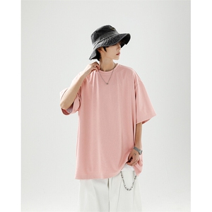 8XL-M高品质重磅棉光版纯色短袖T恤百搭款半截袖五分袖DX332特P23