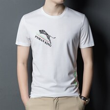 2023夏季新款圆领短袖T恤男士时尚简约打底衫中年印花男装上衣潮，男装T恤，电商B212（原钱塘6029）